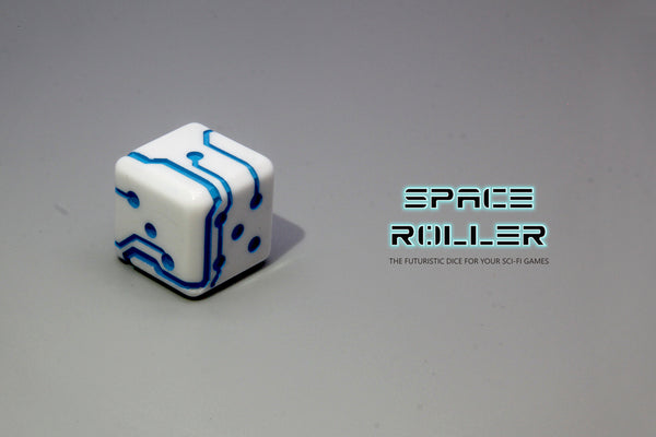 1 Die of Space Roller Dice MK II - Blue Groove White Finish