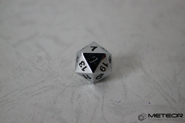 D20 Meteor Polyhedral Metal Dice- Chrome