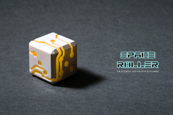 Space Roller Dice - Orange Glow White Finish ( Discontinued )