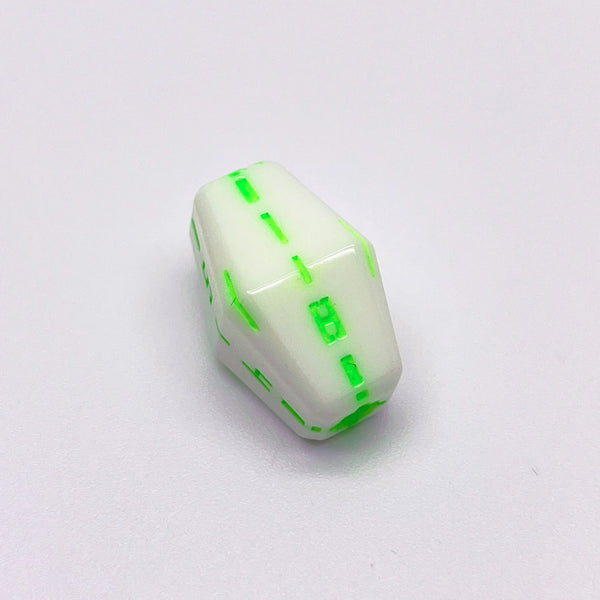 Space Roller Dice Polyhedral Set- Glossy White Dice With Green Pipes