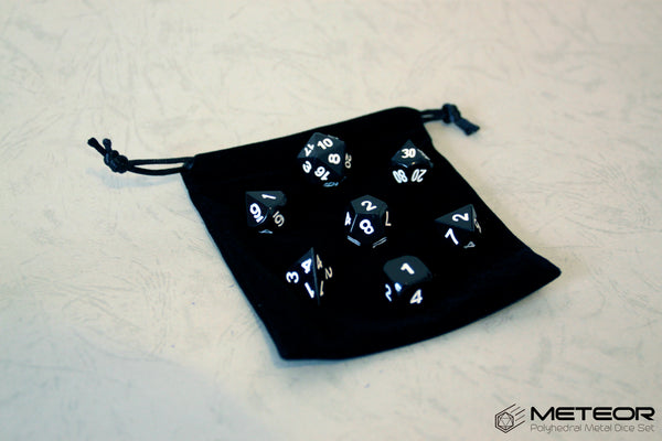 Meteor Polyhedral Metal Dice Set- Black