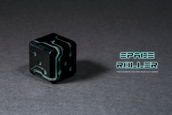 Space Roller Dice - Blue Glow Black Finish ( Discontinued )