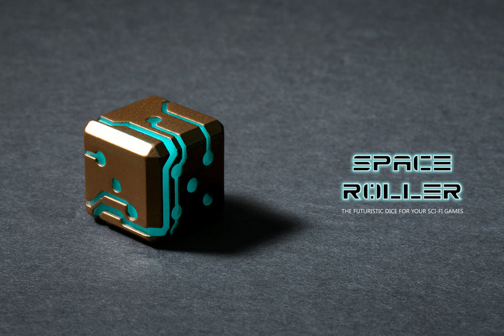 Space Roller Dice - Blue Glow Bronze Finish ( Discontinued )