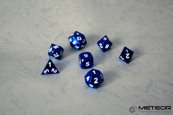 Meteor Polyhedral Metal Dice Set- Blue