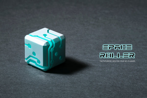Space Roller Dice - Blue Glow White Finish ( Discontinued )