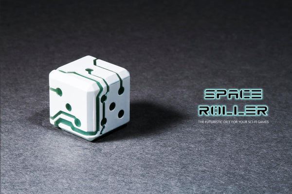 Space Roller Dice - Blue Glow White Finish ( Discontinued )