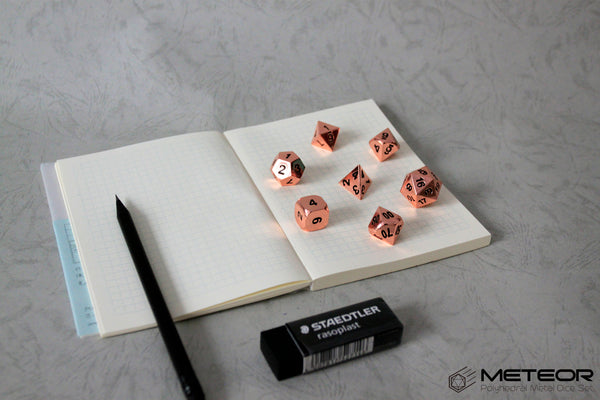 Meteor Polyhedral Metal Dice Set- Copper
