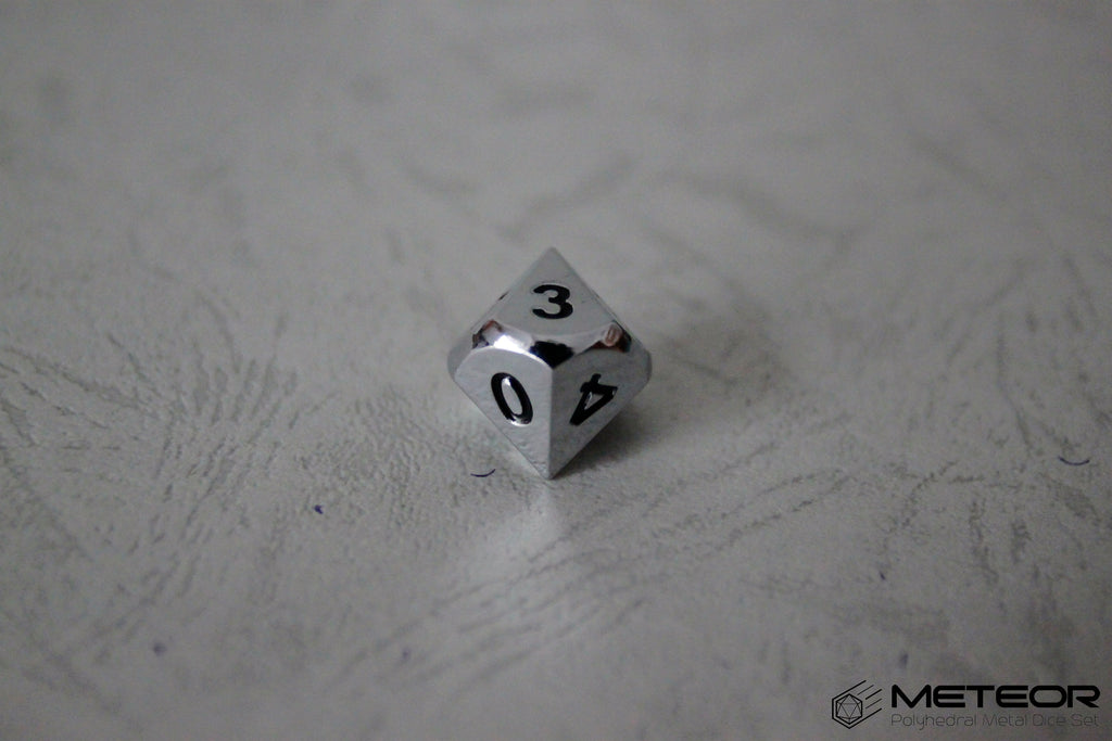 D10 Meteor Polyhedral Metal Dice- Chrome