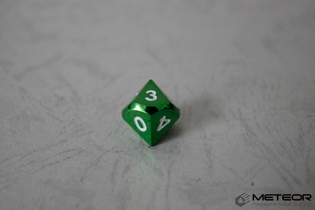 D10 Meteor Polyhedral Metal Dice- Green