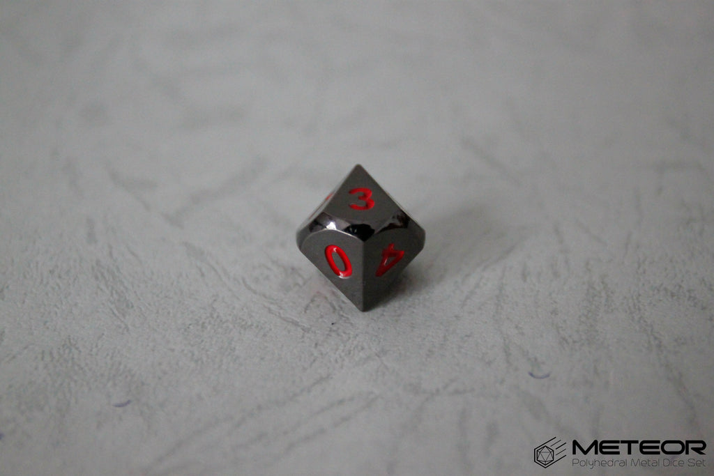 D10 Meteor Polyhedral Metal Dice- Metallic Gray