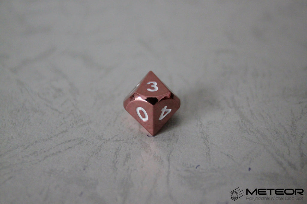 D10 Meteor Polyhedral Metal Dice- Pink