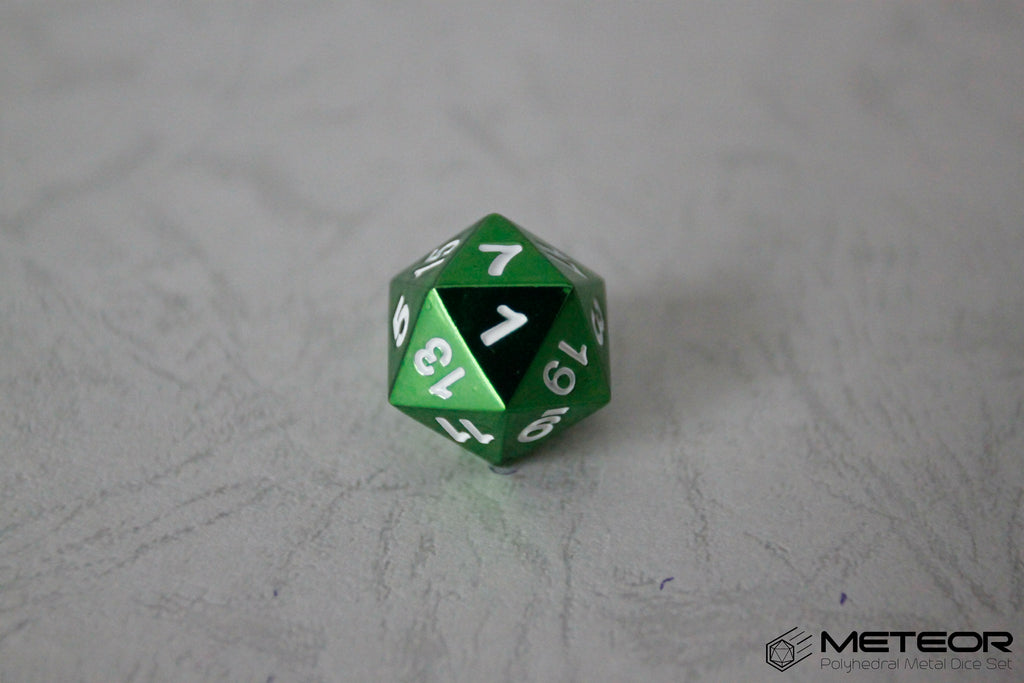 D20 Meteor Polyhedral Metal Dice- Green