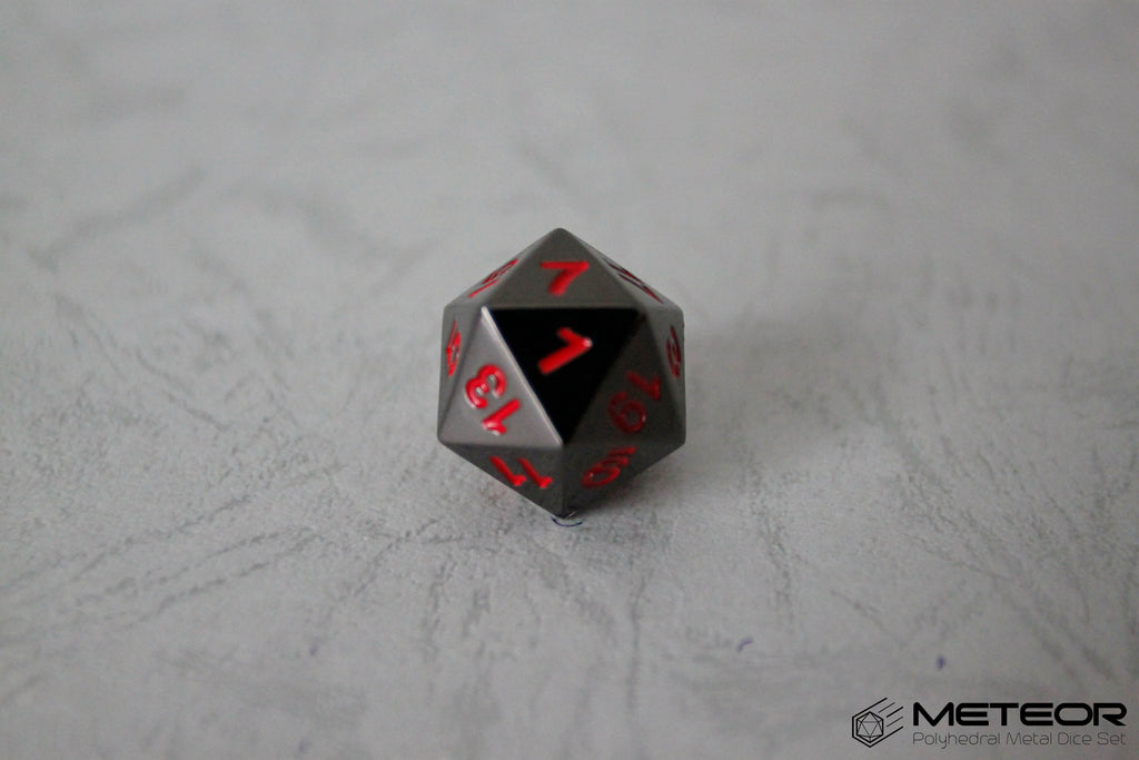 D20 Meteor Polyhedral Metal Dice- Metallic Gray