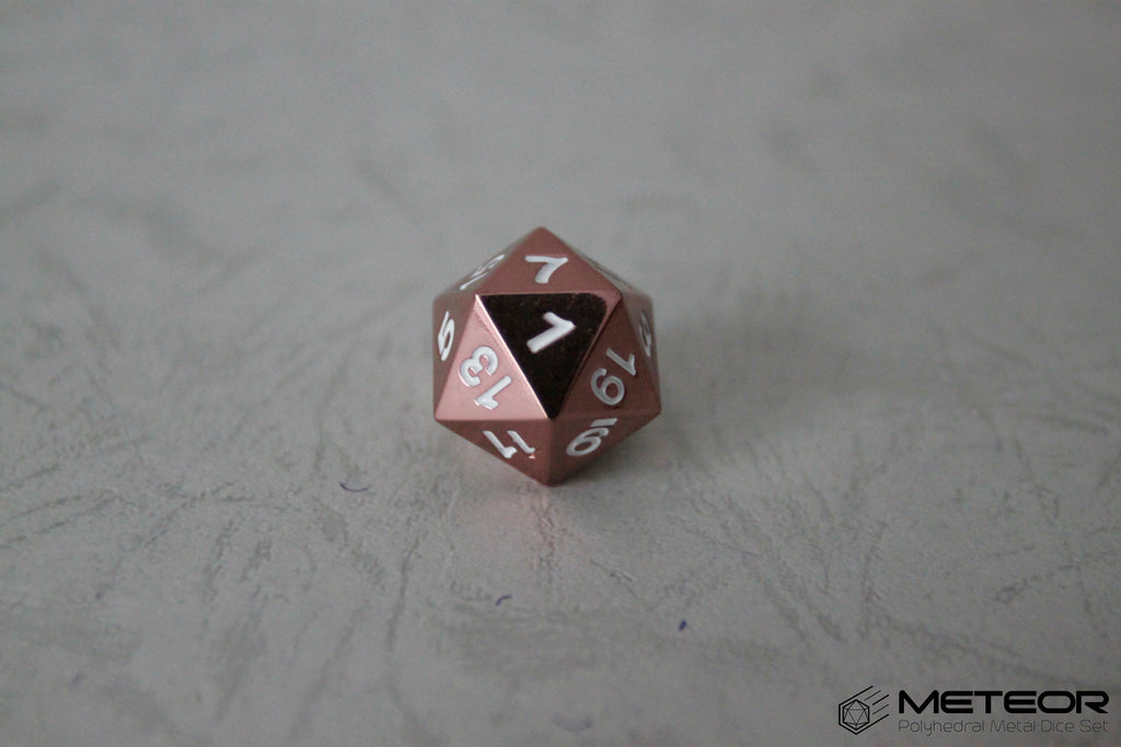 D20 Meteor Polyhedral Metal Dice- Pink