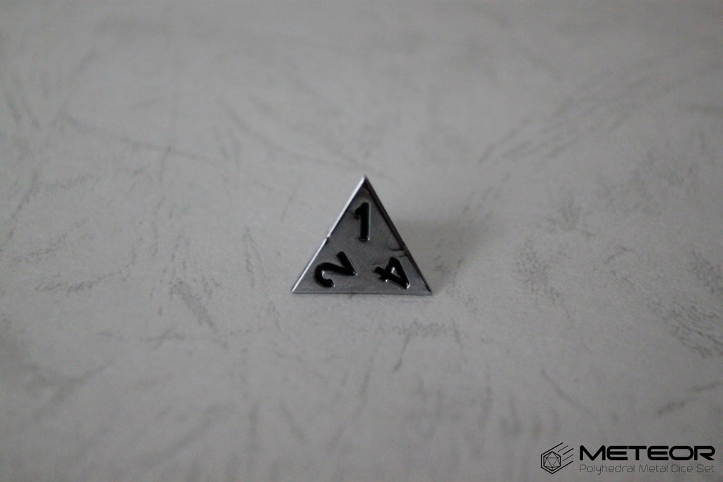 D4 Meteor Polyhedral Metal Dice- Chrome