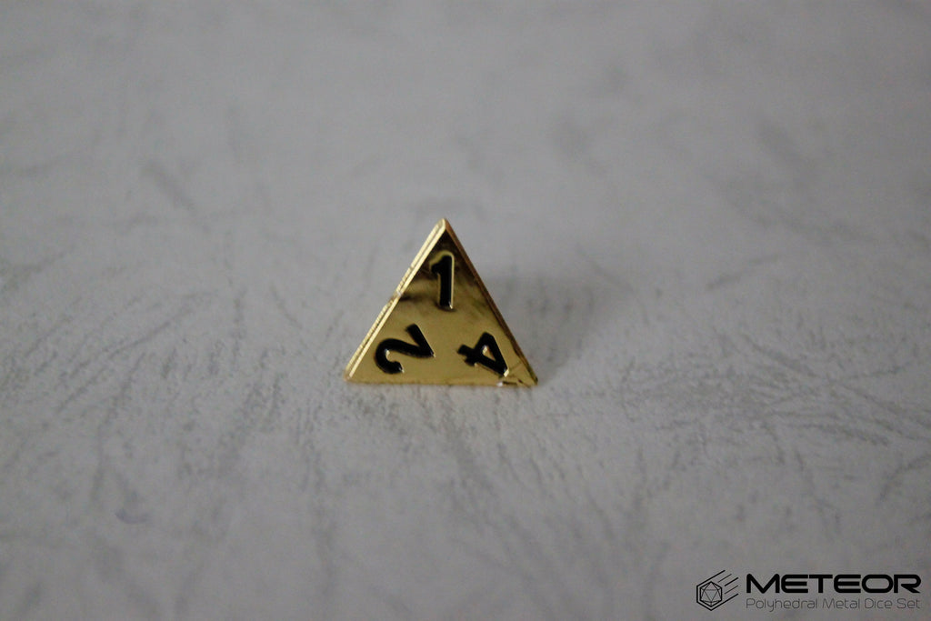 D4 Meteor Polyhedral Metal Dice- Gold