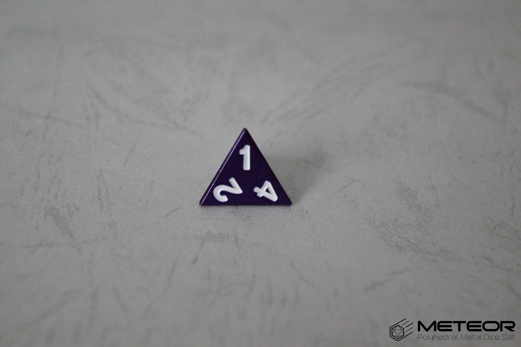 D4 Meteor Polyhedral Metal Dice- Purple