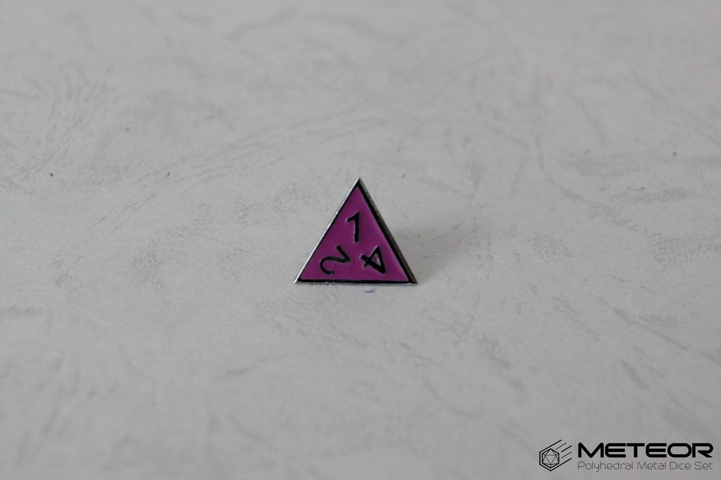 D4 Meteor Polyhedral Metal Dice- Purple with Silver Frame