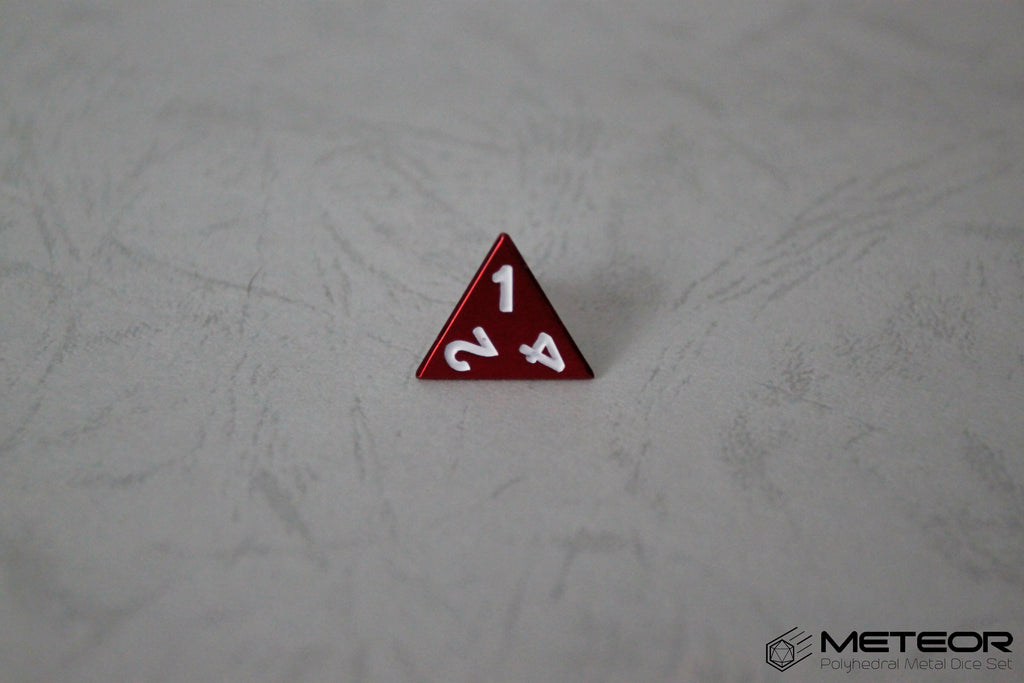 D4 Meteor Polyhedral Metal Dice- Red