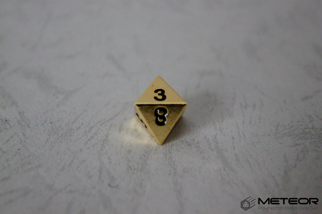 D8 Meteor Polyhedral Metal Dice- Gold