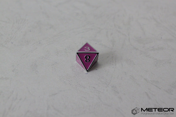 D8 Meteor Polyhedral Metal Dice- Purple with Silver Frame