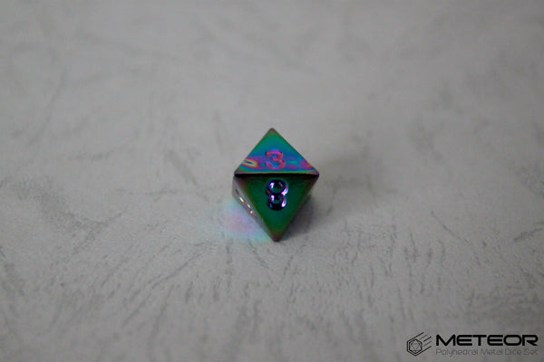 D8 Meteor Polyhedral Metal Dice- Rainbow