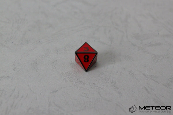 D8 Meteor Polyhedral Metal Dice- Red with Metallic Gray