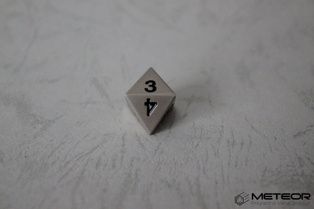 D8 Meteor Polyhedral Metal Dice- Sanded Silver