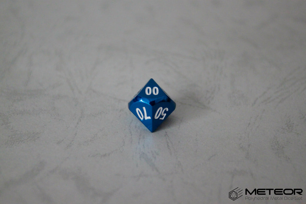 D% Meteor Polyhedral Metal Dice- Blue