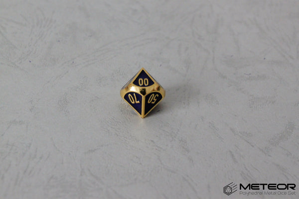 D% Meteor Polyhedral Metal Dice- Blue with Golden Frame