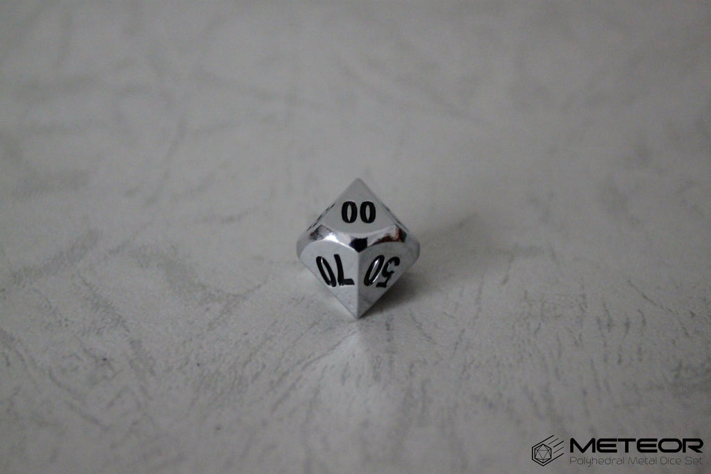 D% Meteor Polyhedral Metal Dice- Chrome