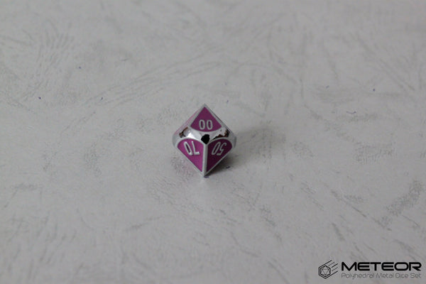 D% Meteor Polyhedral Metal Dice- Purple with Silver Frame