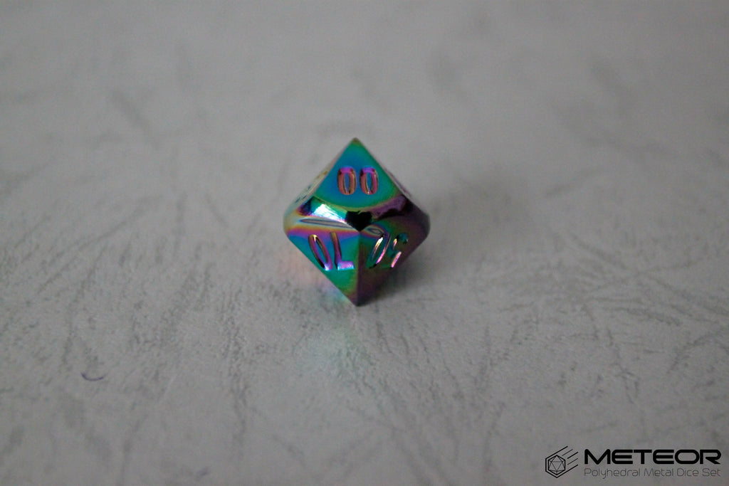 D% Meteor Polyhedral Metal Dice- Rainbow