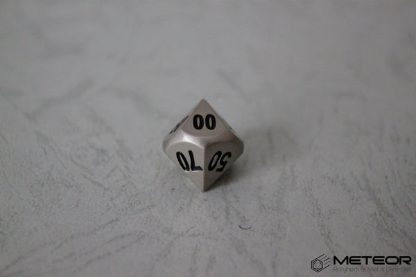 D% Meteor Polyhedral Metal Dice- Sanded Silver