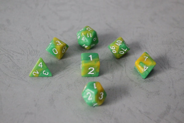 D.O.U Plastic Polyhedral Set - Duo Colors Series - Green & Yellow