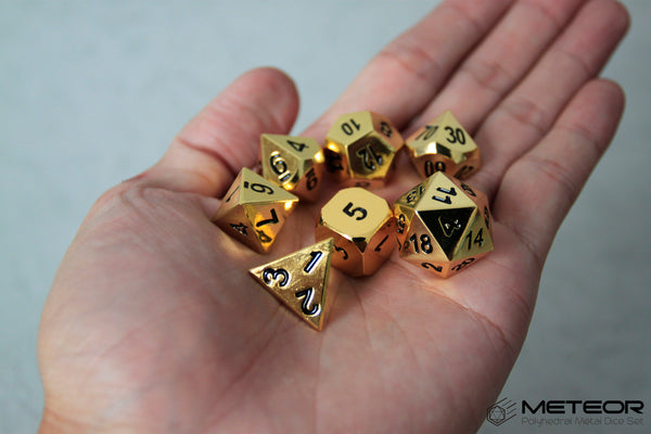 Meteor Polyhedral Metal Dice Set- Gold