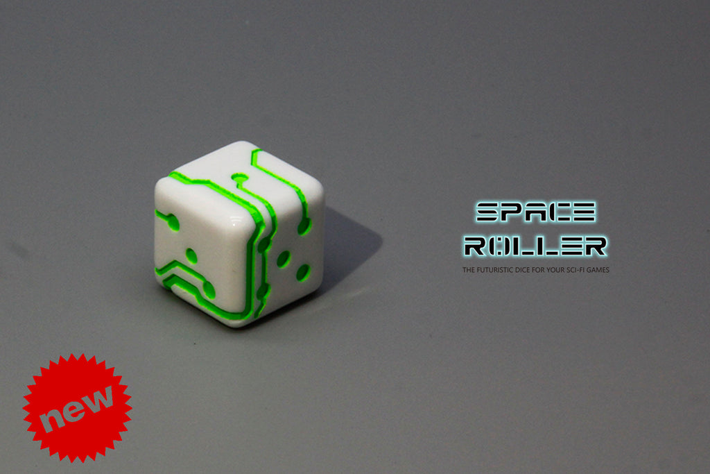 1 Die of Space Roller Dice MK II - Green Groove White Finish
