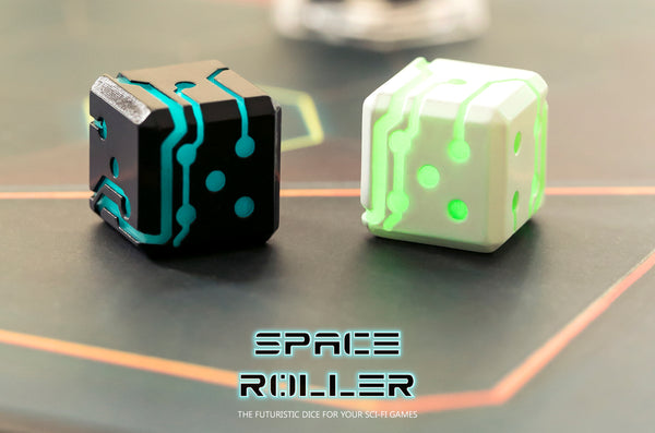 Space Roller Dice - Blue Glow Silver Finish ( Discontinued )