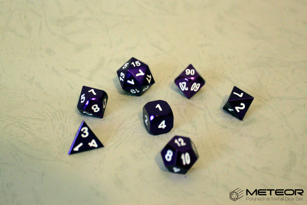 Meteor Polyhedral Metal Dice Set- Purple