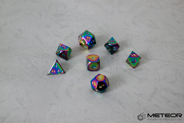 Meteor Polyhedral Metal Dice Set- Rainbow