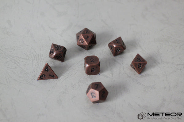 Meteor Polyhedral Metal Dice Set- Rusty Copper