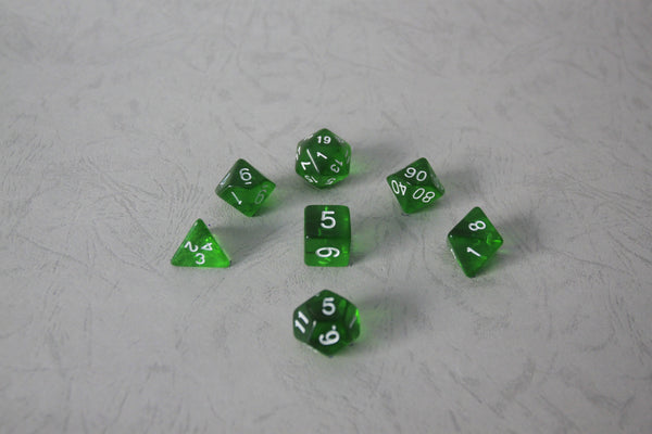 D.O.U Plastic Polyhedral Set - Transparent Series - Green