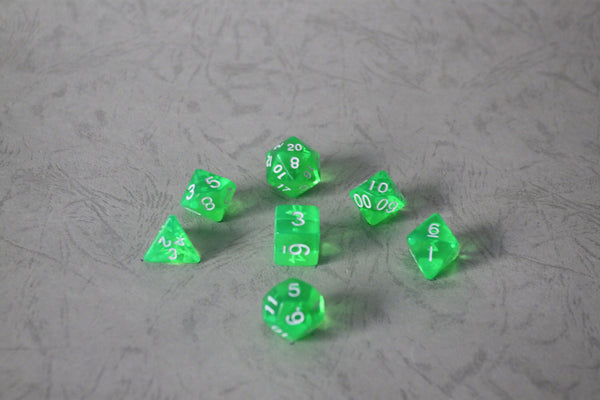 D.O.U Plastic Polyhedral Set - Transparent Series - Neon Green