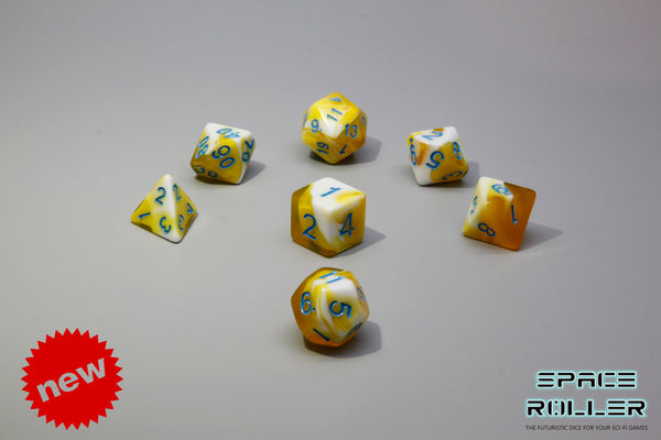 Plastic Polyhedral Set - Marbelous Series - Yellow